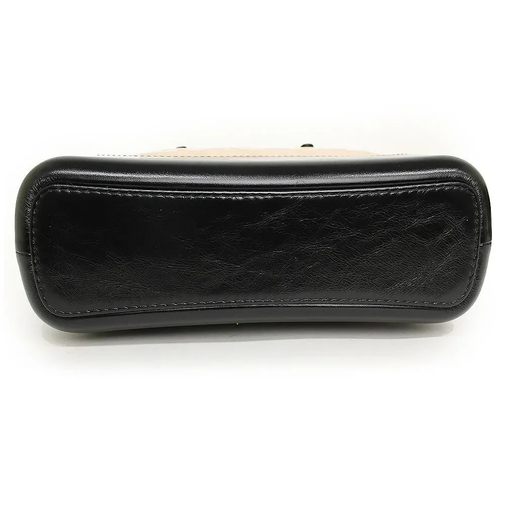 Chanel Calfskin Beige Black Shoulder Bag